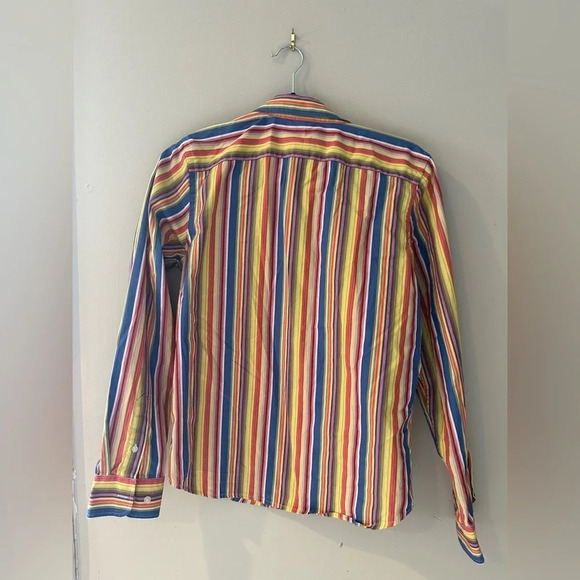 Lauren by Ralph Lauren Multi-Color Striped Button Up Cotton Blouse SZ S M0342 - Picture 4 of 9